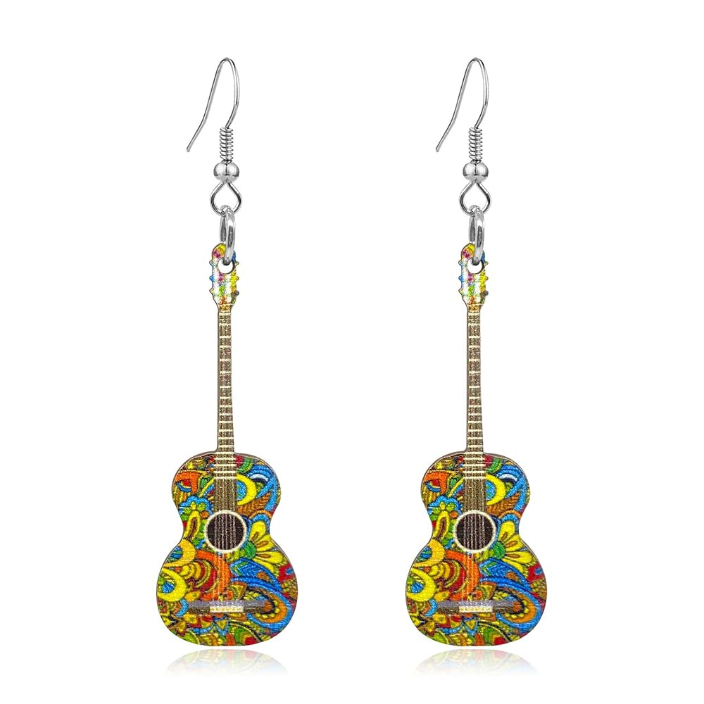 KaFu Wooden Guitar Dangle Drop Earrings for Women Girls Retro Renaissance Rock Band Music Guitar ... | Amazon (US)