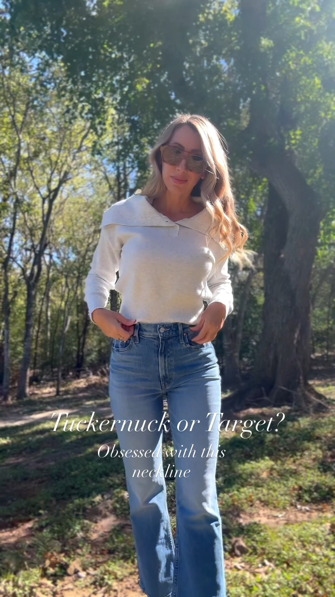 This top Henley top from target is so good! Wearing XS. Jeans size 25, tts. Tuckernuck or target. Christmas gifts for her, neutral sweater, thanksgiving, jeans, mother jeans, sunglasses. 

#LTKGiftGuide #LTKFindsUnder50 #LTKootd