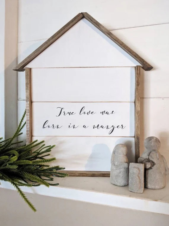 Farmhouse inspired true love was born in a manger | Etsy | Etsy (US)