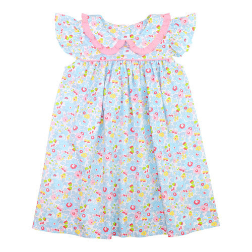 Blue And Pink Flower Print Dress | Cecil and Lou