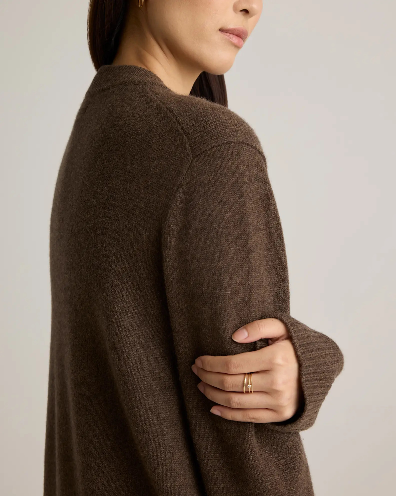 Mongolian Cashmere Oversized Crewneck Sweater in Brown | Quince