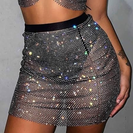 Vivilly Rhinestone Body Chain Sexy Sparkly Crystal Bikini Mesh Bra Top Dress Fishnet Underwear Bo... | Amazon (US)