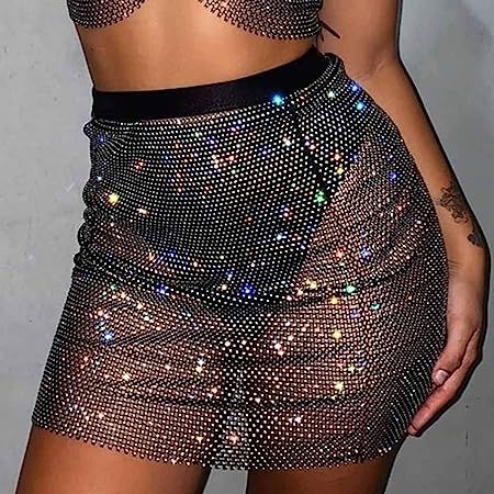Vivilly Rhinestone Body Chain Sexy Sparkly Crystal Bikini Mesh Bra Top Dress Fishnet Underwear Bo... | Amazon (US)