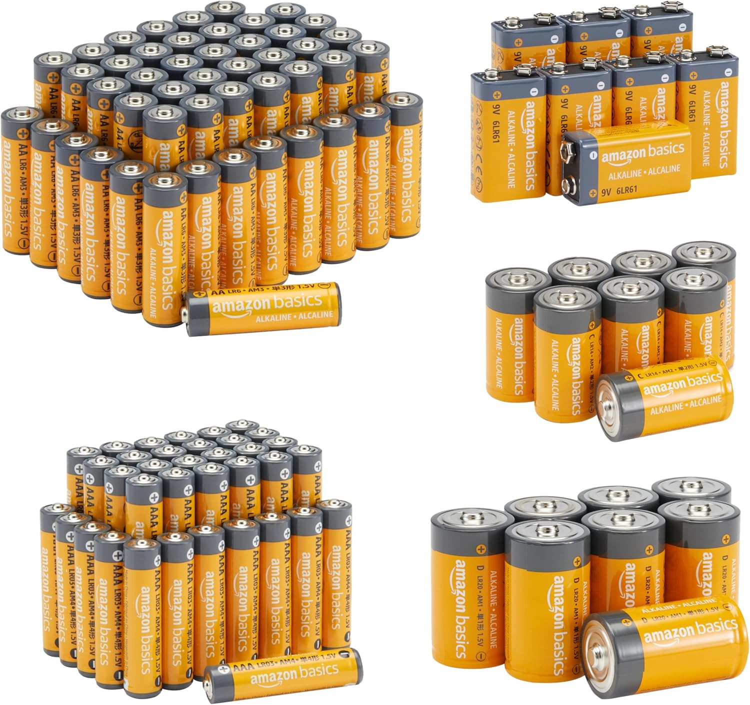 Amazon Basics 108 Count Alkaline Batteries Super Value Pack, Variety Assortment - 48 AA, 36 AAA, ... | Amazon (US)