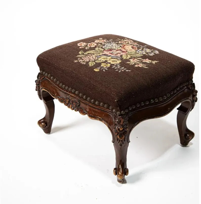 ANTIQUE Needlepoint STOOL Footstool Louis XV | Etsy (Global)
