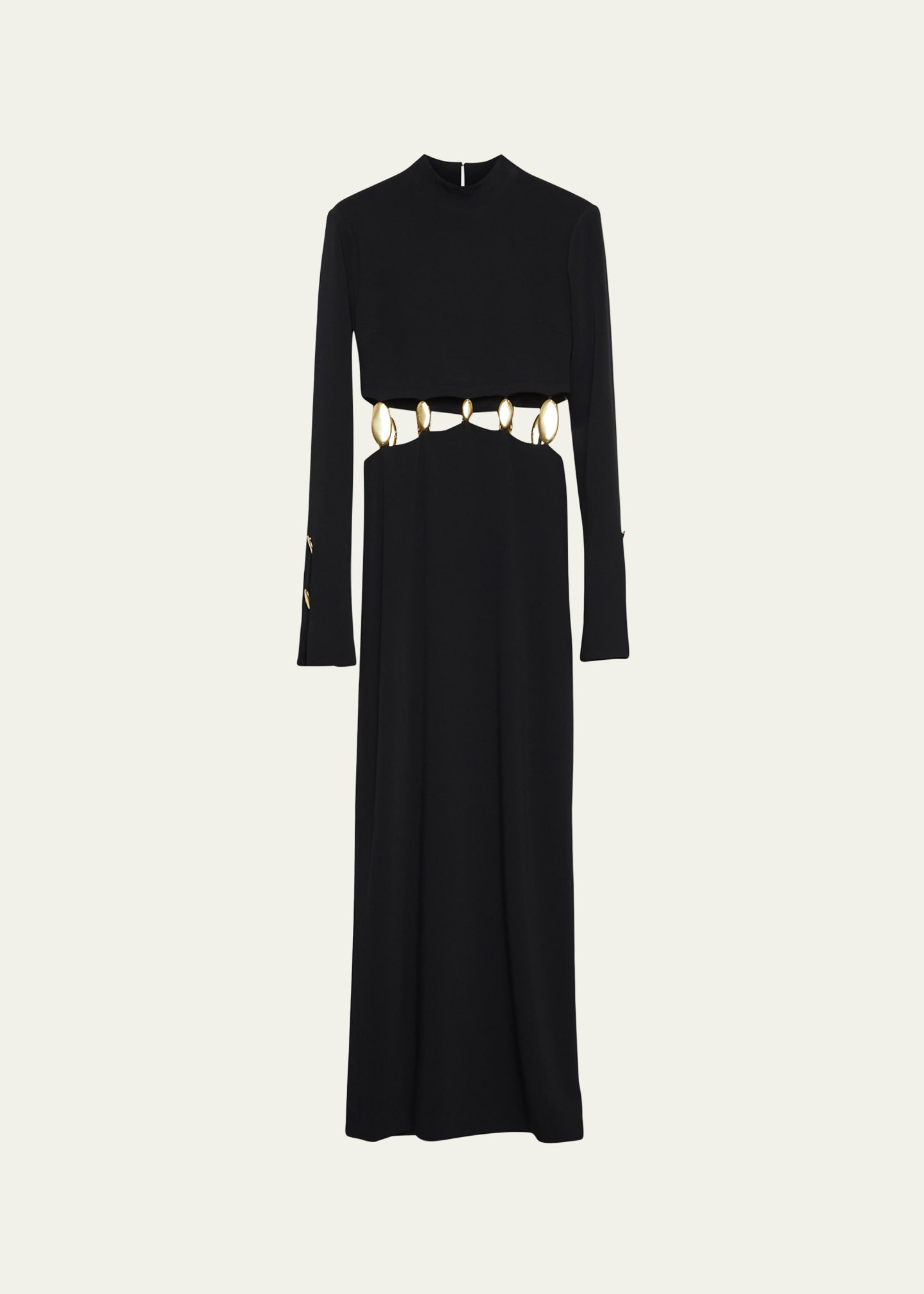 SIMKHAI Gloria Mock-Neck Cutout-Waist Gown | Bergdorf Goodman