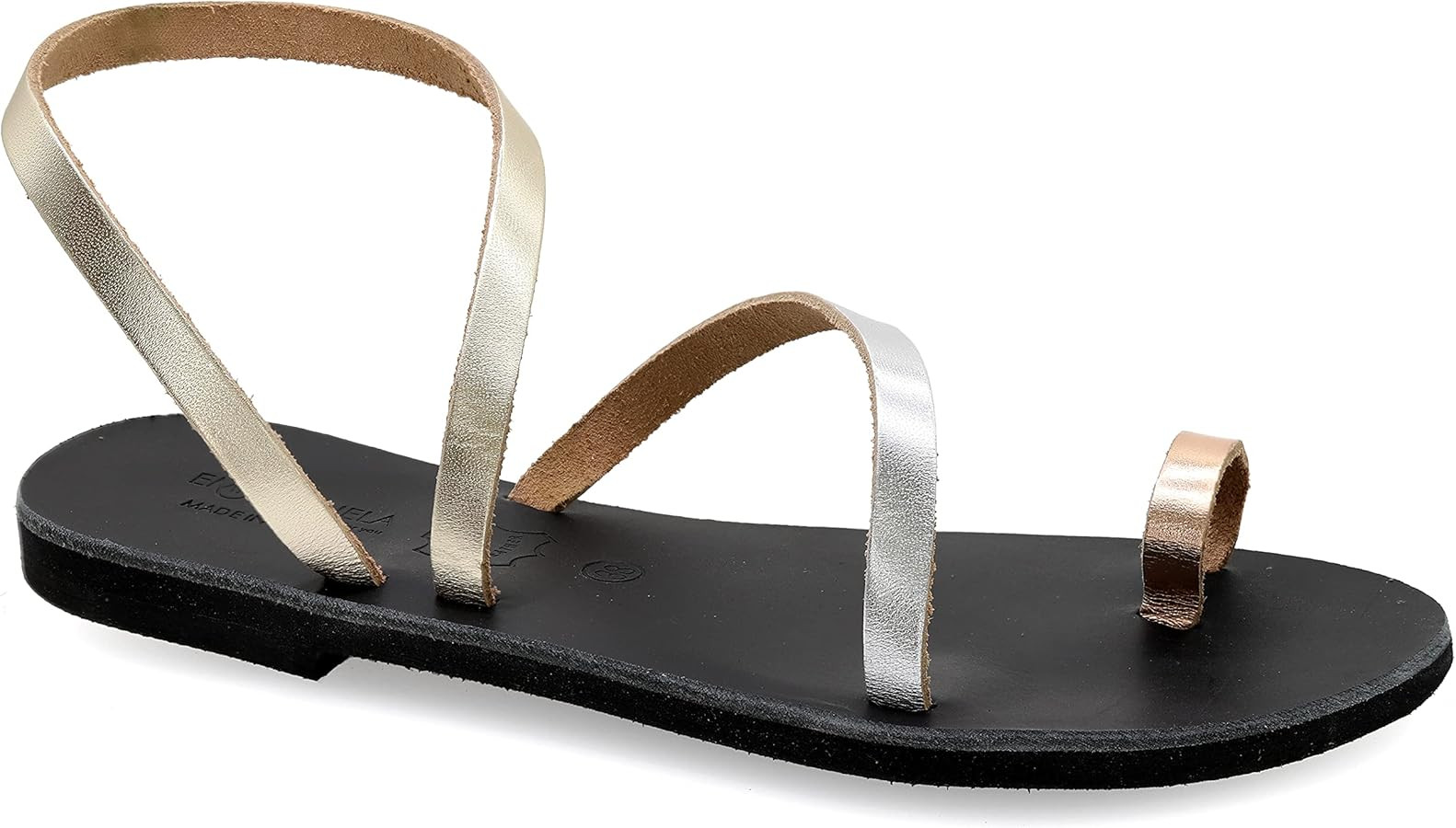 Emmanuela Greek Leather Toe ring Sandals, Quality Handmade Slingback Summer Shoes, Ankle Cuff Str... | Amazon (UK)