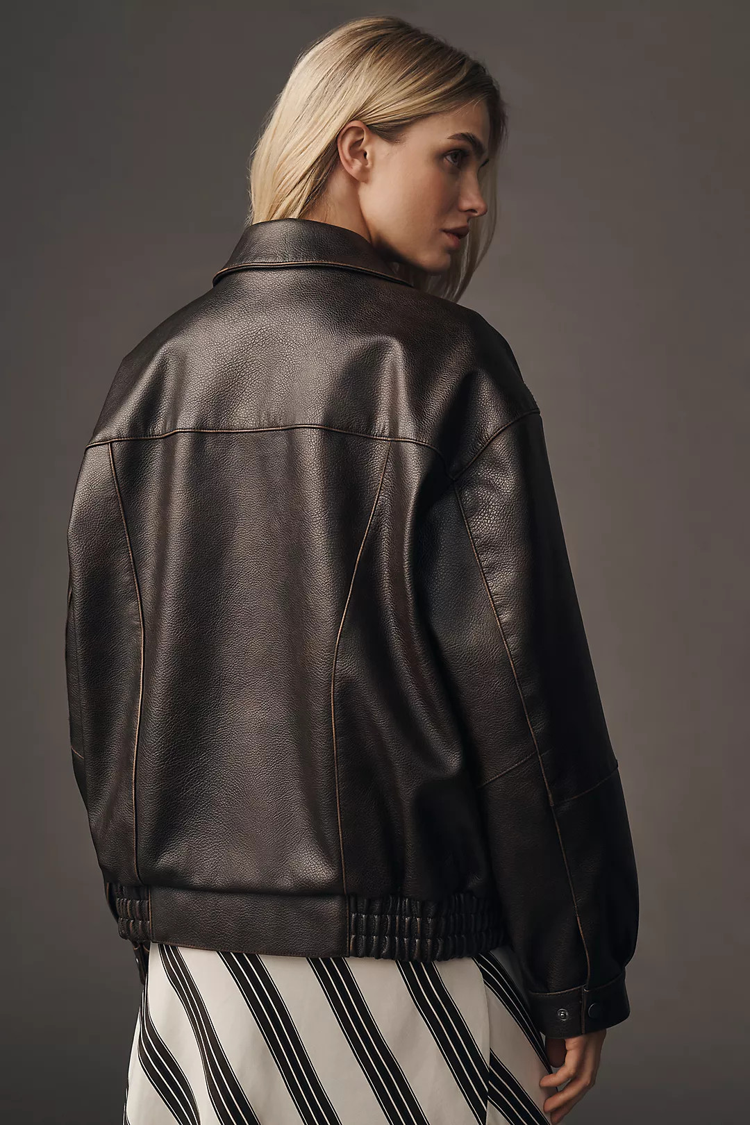 Pilcro Oversized Washed Faux-Leather Jacket | Anthropologie (US)