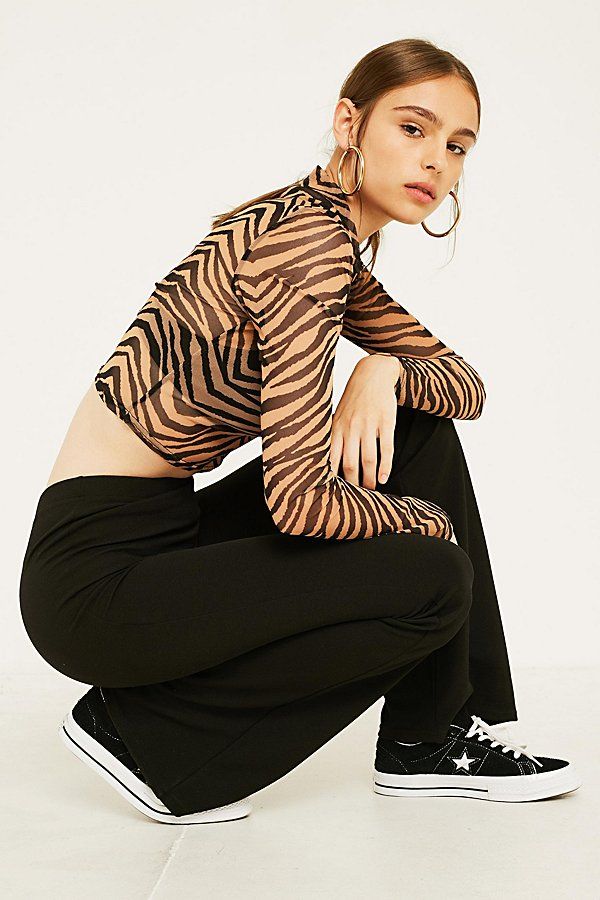 UO Crepe Longline Flare Pant - Black XS at Urban Outfitters | Urban Outfitters (US and RoW)
