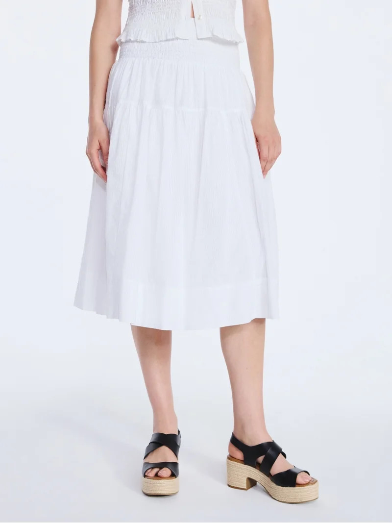 Free Assembly Women's Smocked Waist Cotton Midi Skirt, Sizes XS-XXL | Walmart (US)