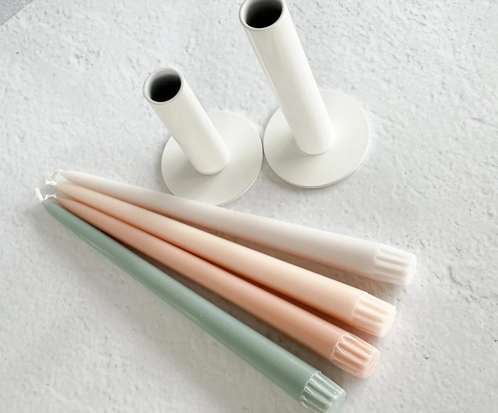 4 Pack Coloured Taper Candles - Day Spa | Neutral Tones | Beige | Sage Green | Pale Pink | Handma... | Etsy (US)