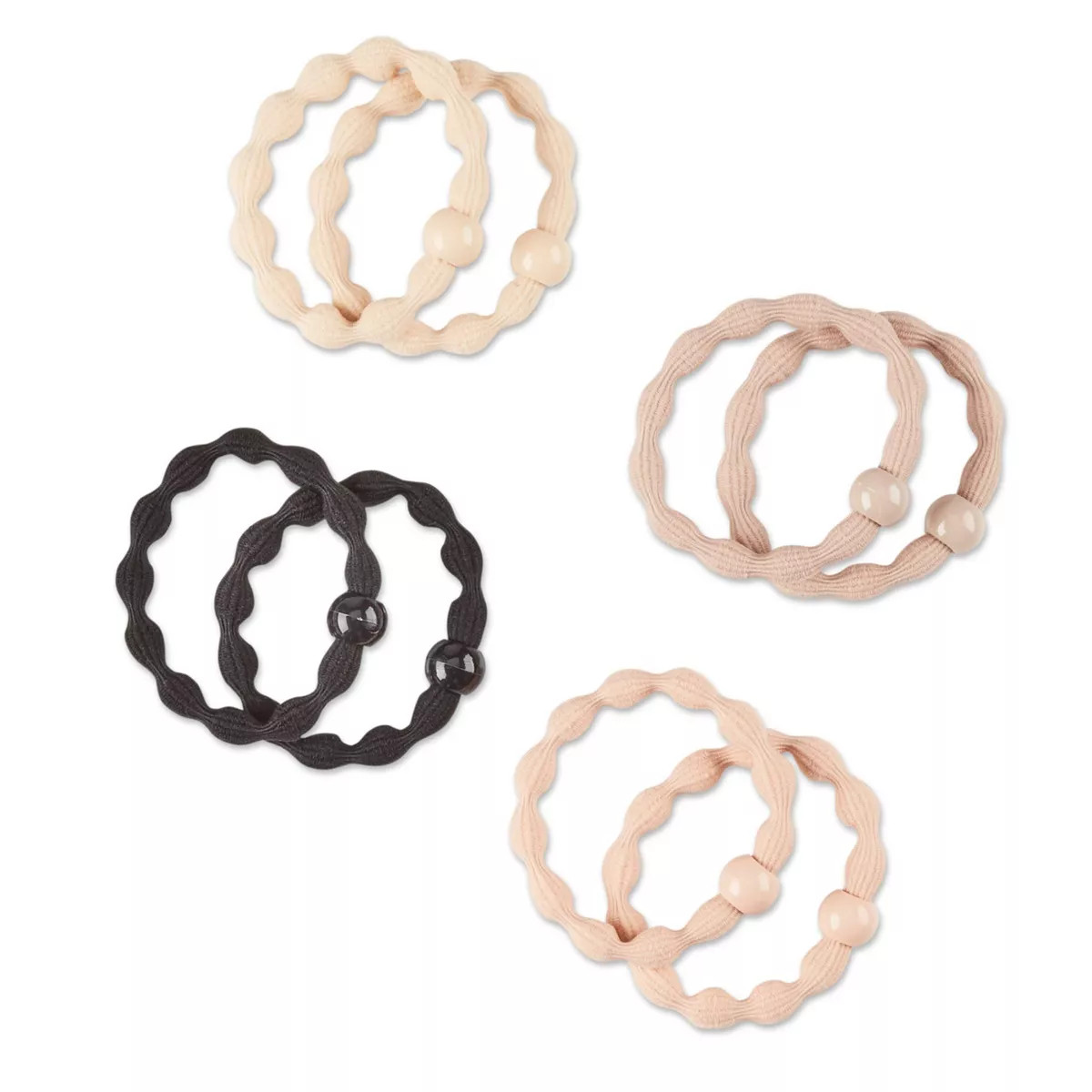 scunci No Damage Beaded Hair Elastics - Tan/Beige/Pink/Black - All Hair - 8pcs | Target