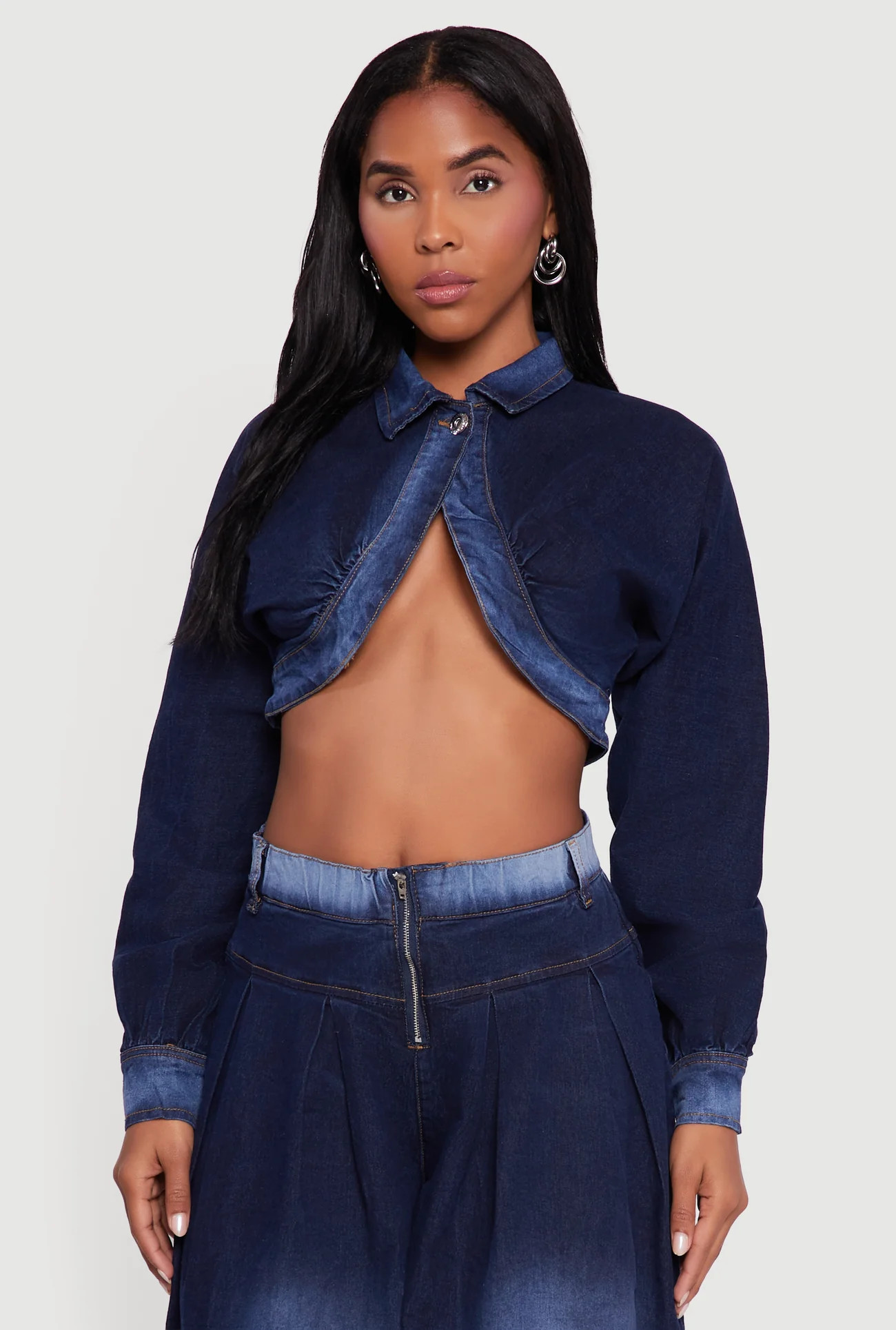 One Button Denim Bolero Jacket | Rainbow Shops