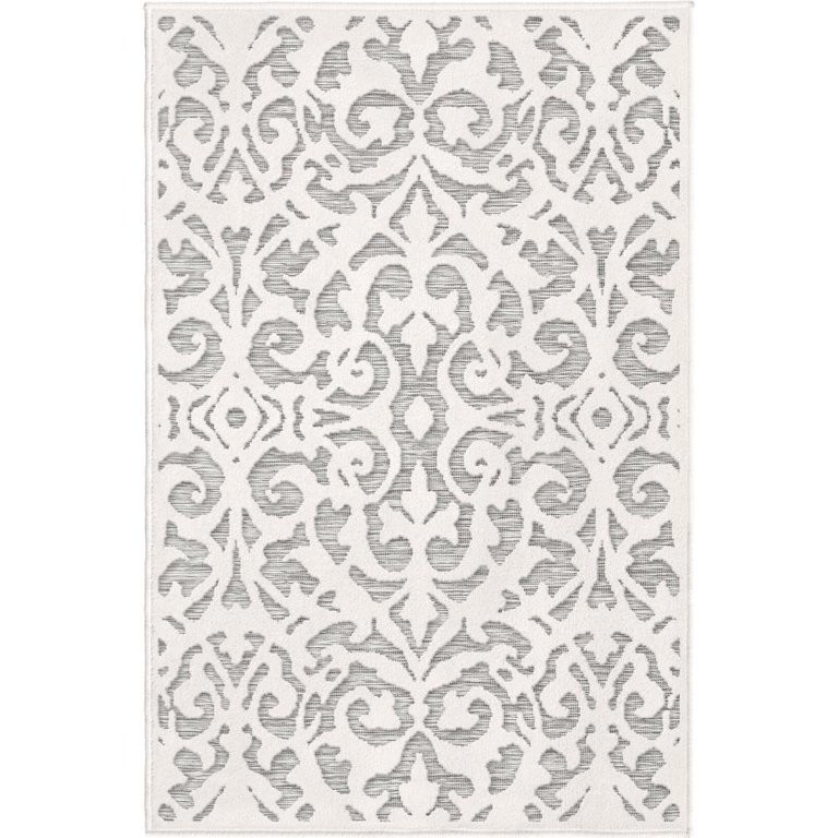 My Texas House Lady Bird 1'11" X 3'3" Gray Damask Outdoor Rug | Walmart (US)