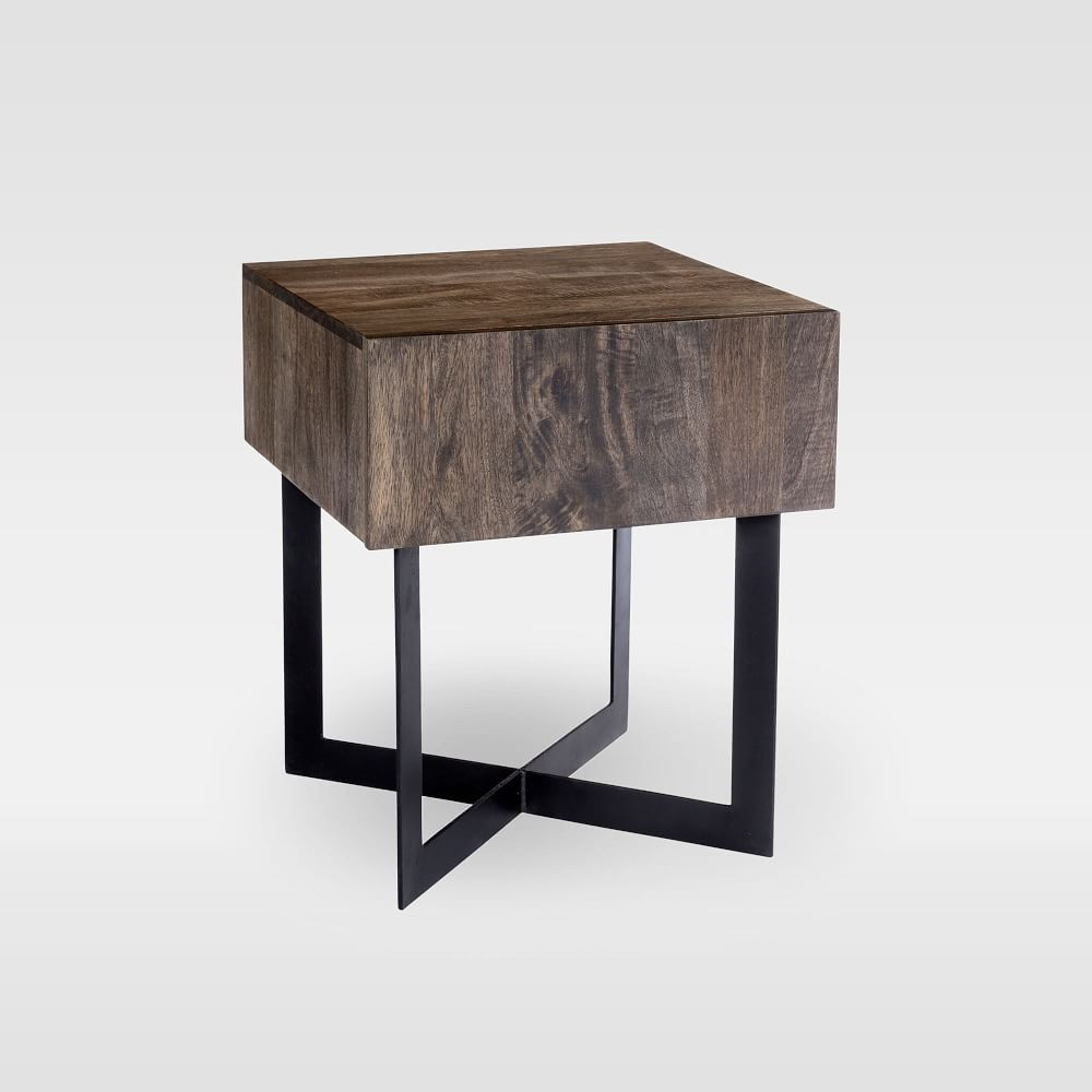Modern Solid Wood &amp; Iron Side Table | West Elm (US)