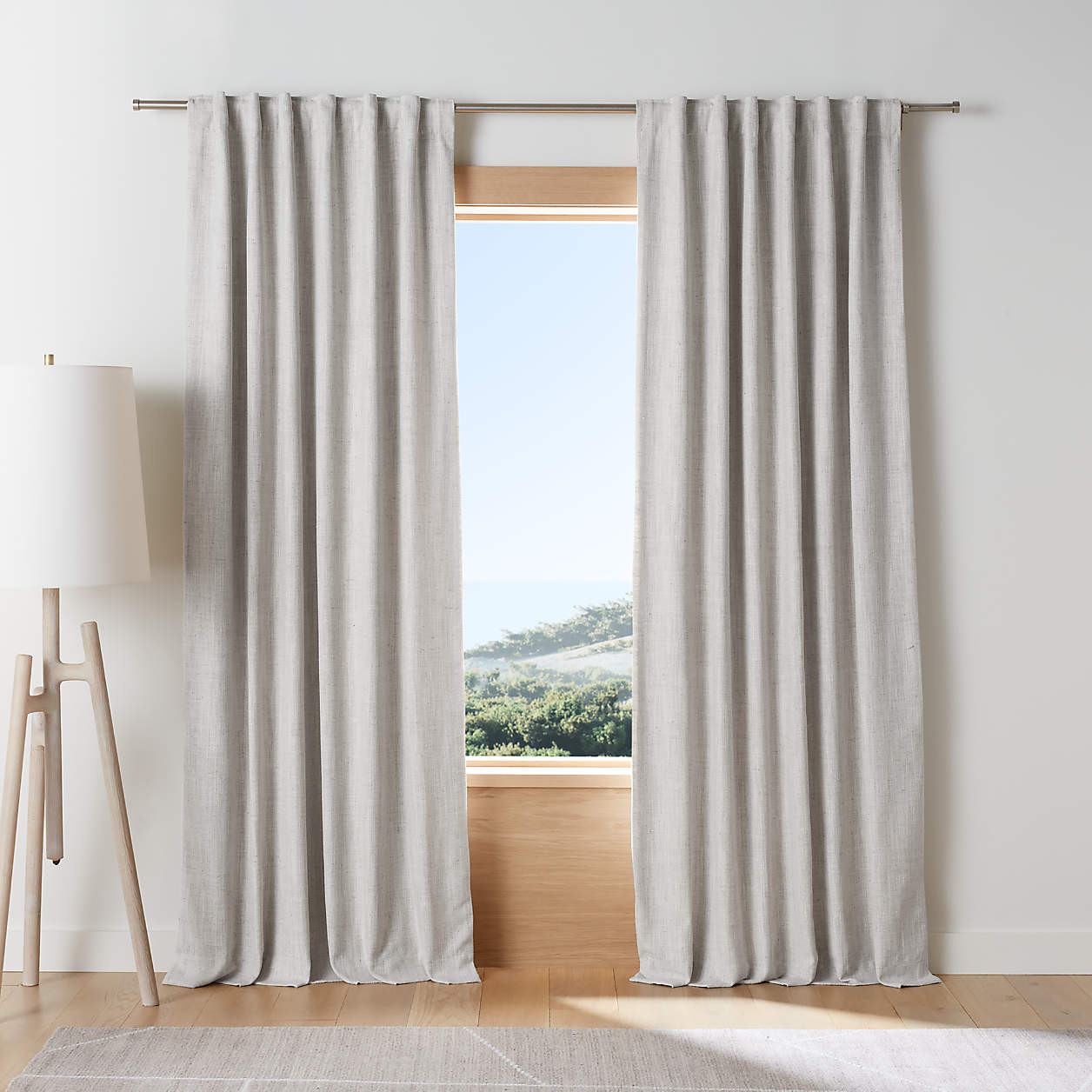 Reid Warm Beige Recycled Fiber Blackout Window Curtain Panel 52"x84" + Reviews | Crate & Barrel | Crate & Barrel