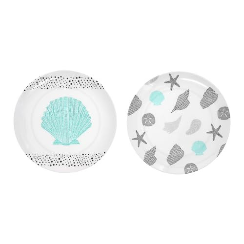 Pavilion Gift Company - Beach - 8" Melamine Appetizer Plates Seashell Starfish Beachfront Beach Oceanfront Summer Vibrant Dinnerware | Amazon (US)