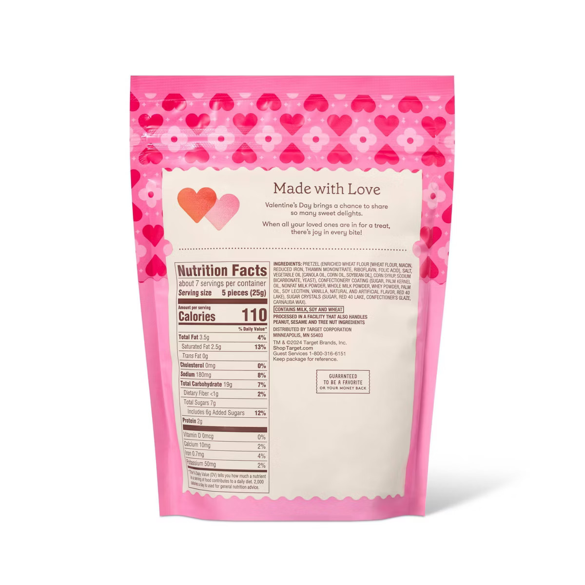 Valentine's Pink Strawberry Flavored Heart Shaped Pretzels with Red Sugar Crystals - 6oz - Favori... | Target