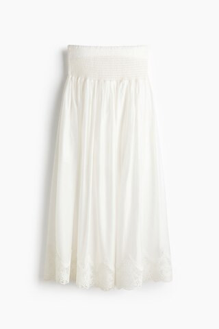 H & M - Lace-Trimmed Smocked Skirt - White | H&M (US + CA)