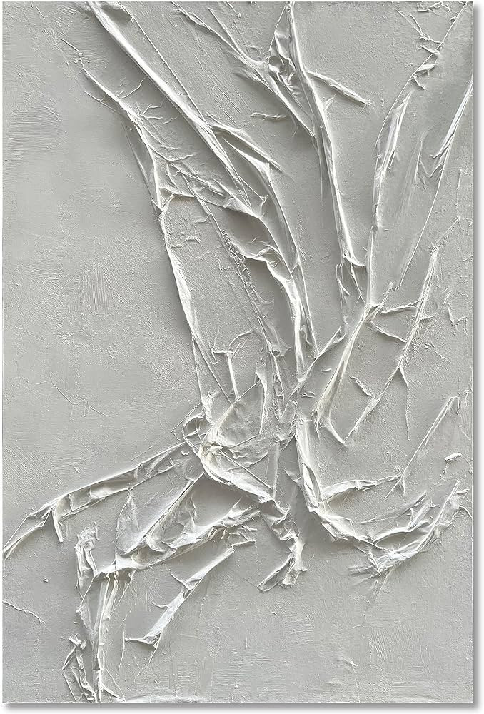 NANKAI Hand-Painted Thick Texture Texture White Abstract Art Painting Minimalist art Home Office ... | Amazon (US)
