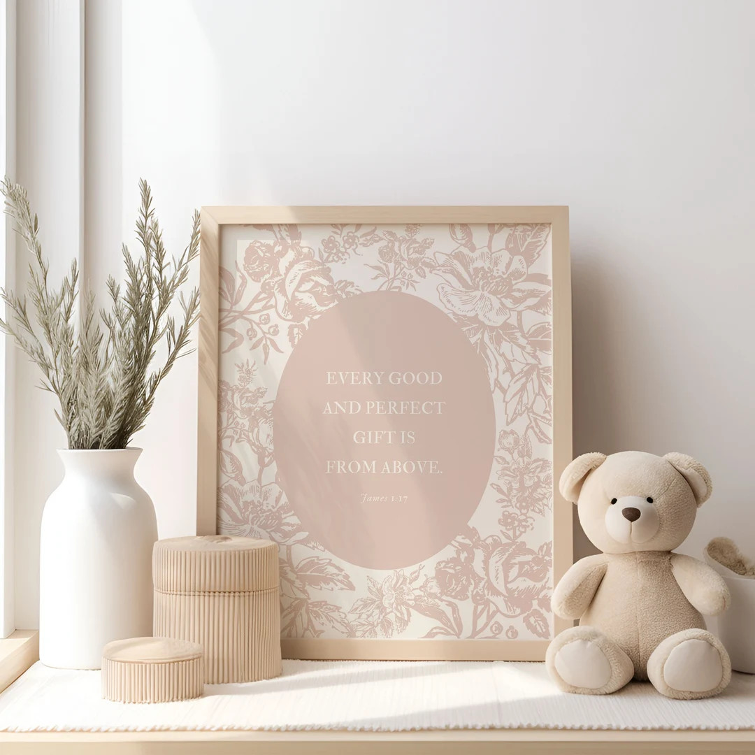Cottagecore Christian Nursery Decor, Bible Verse Nursery Poster, James 1:17, Every Good and Perfe... | Etsy (US)