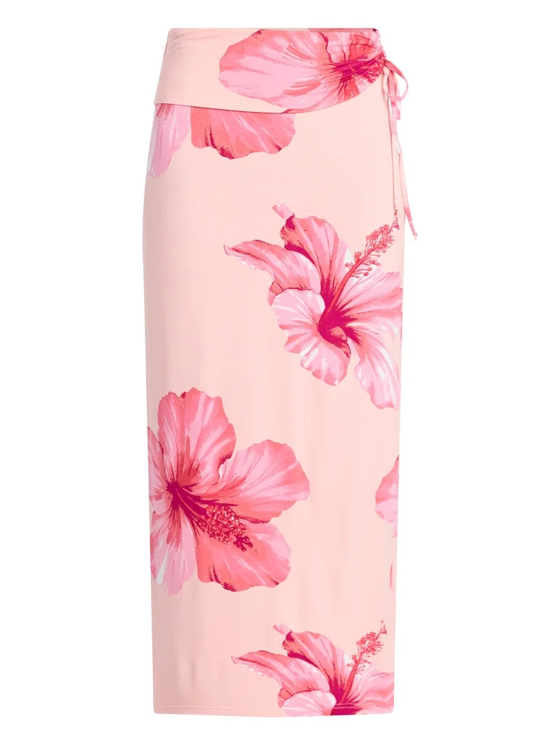 No Boundaries Knit Foldover Maxi Skirt with Side Tie, Women's & Women's Plus XXS-4X | Walmart (US)