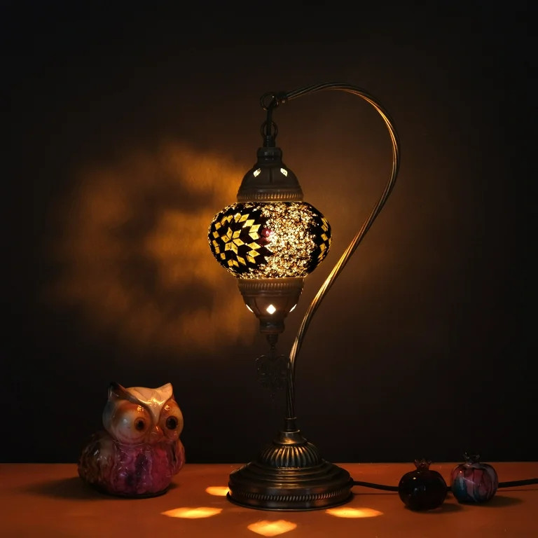 Asylove Mosaic Moroccan Swan Lamp, Turkish Tiffany Lamp, Decorative Table Lamp, Globe Desk Lamp, ... | Walmart (US)