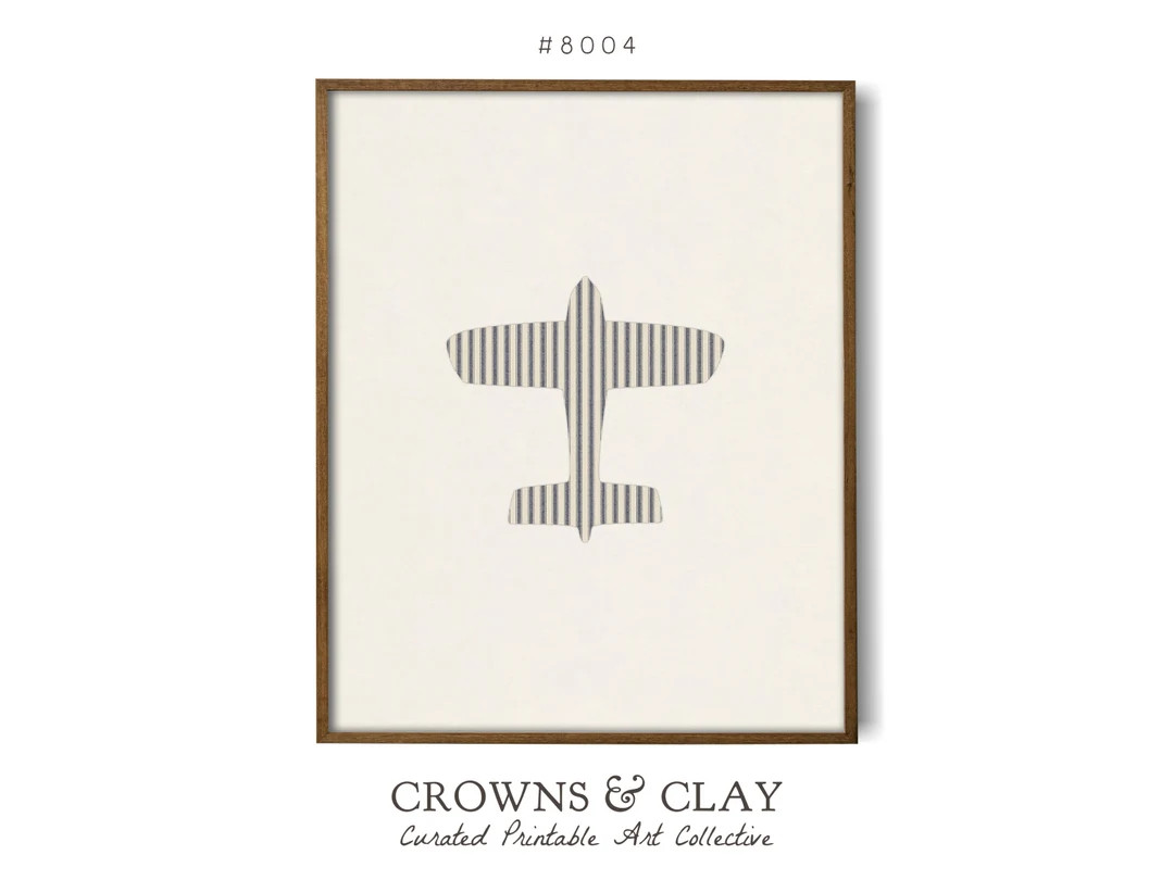 Vintage Minimalist Airplane Silhouette, Nursery Print, Last Minute Gift, Printable Art, Boy Bedro... | Etsy (US)