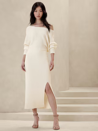 One-Shoulder Maxi Sweater Dress | Banana Republic Factory