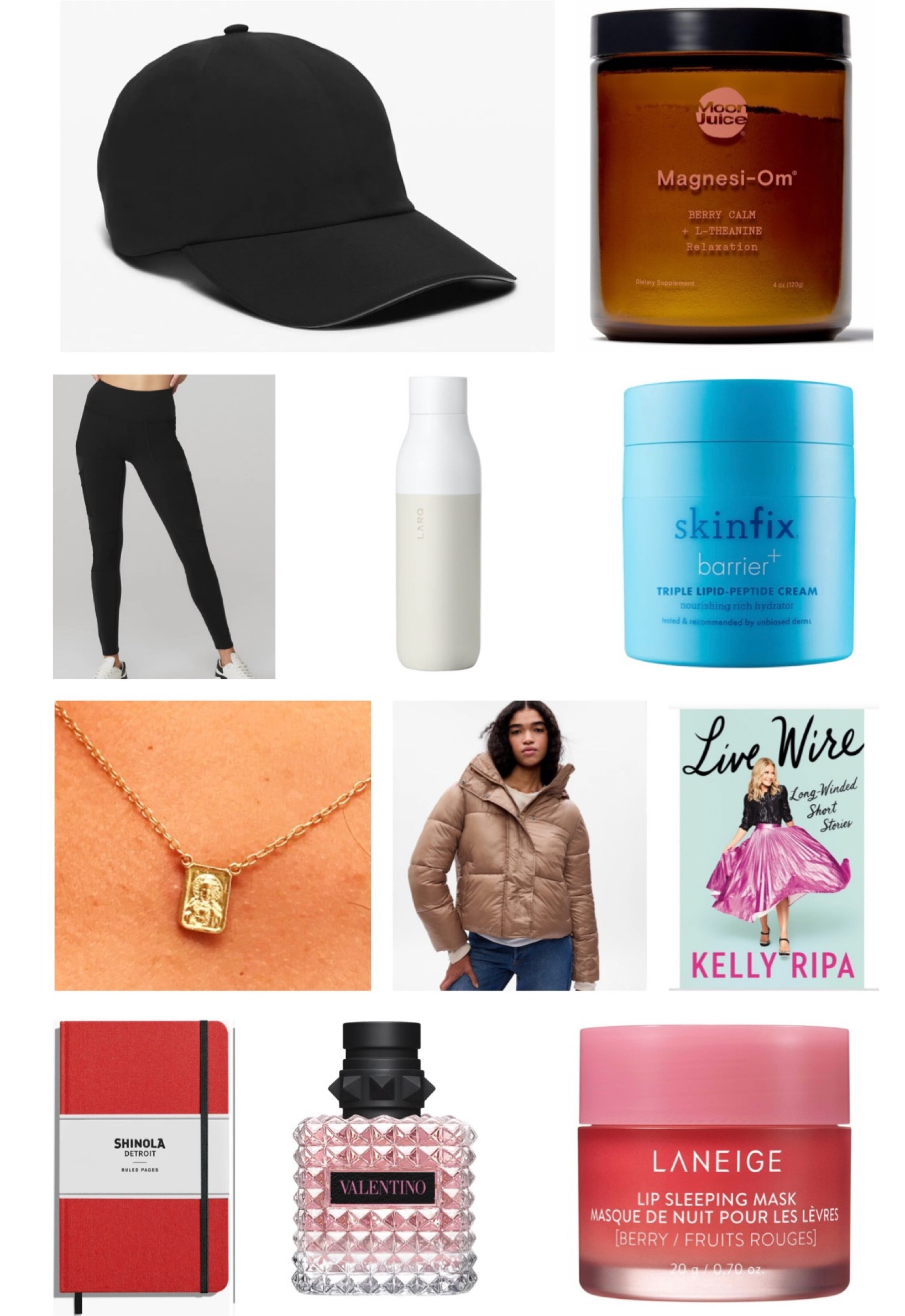 I put together some of my favorite things to bring into 2024! Lots of self care, cozy clothes and some of my daily go-to’s! Here’s part 2 of what I picked:

- go-to baseball cap
- moon juice magnesium  
- Alo cargo leggings 
- self cleaning metal water bottle
- the best peptide moisturizer
- scapular similar to mine
- perfect puffer (major discount)
- a hilarious & inspiring read 
- notebook made in Detroit
- my favorite perfume
- the best lip mask

#LTKbeauty #LTKfitness #LTKfindsunder100