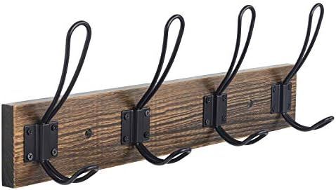 Rustic Coat Rack, Wall Mounted Coat Hook with 4 Farmhouse Hooks, Solid Pine Wood, Perfect Touch f... | Amazon (US)