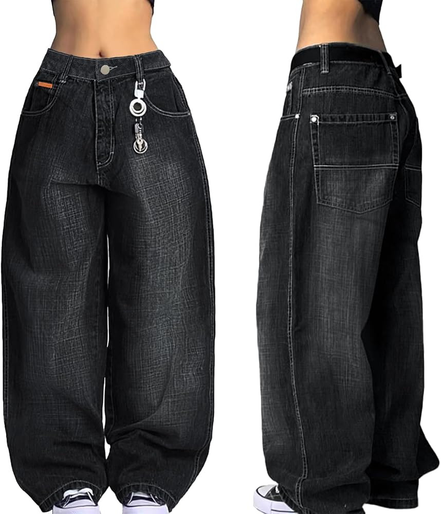 Low Rise Baggy Jeans Y2k Pants for Women, 90s Skater Jeans Baggy 2000s Vintage Grunge Streetwear ... | Amazon (US)