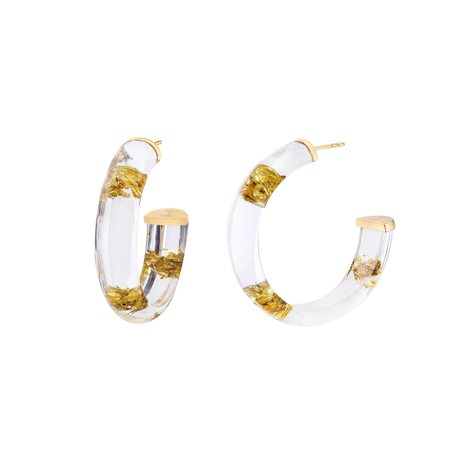 Gold Leaf Hoop Earrings In Clear | Wolf & Badger