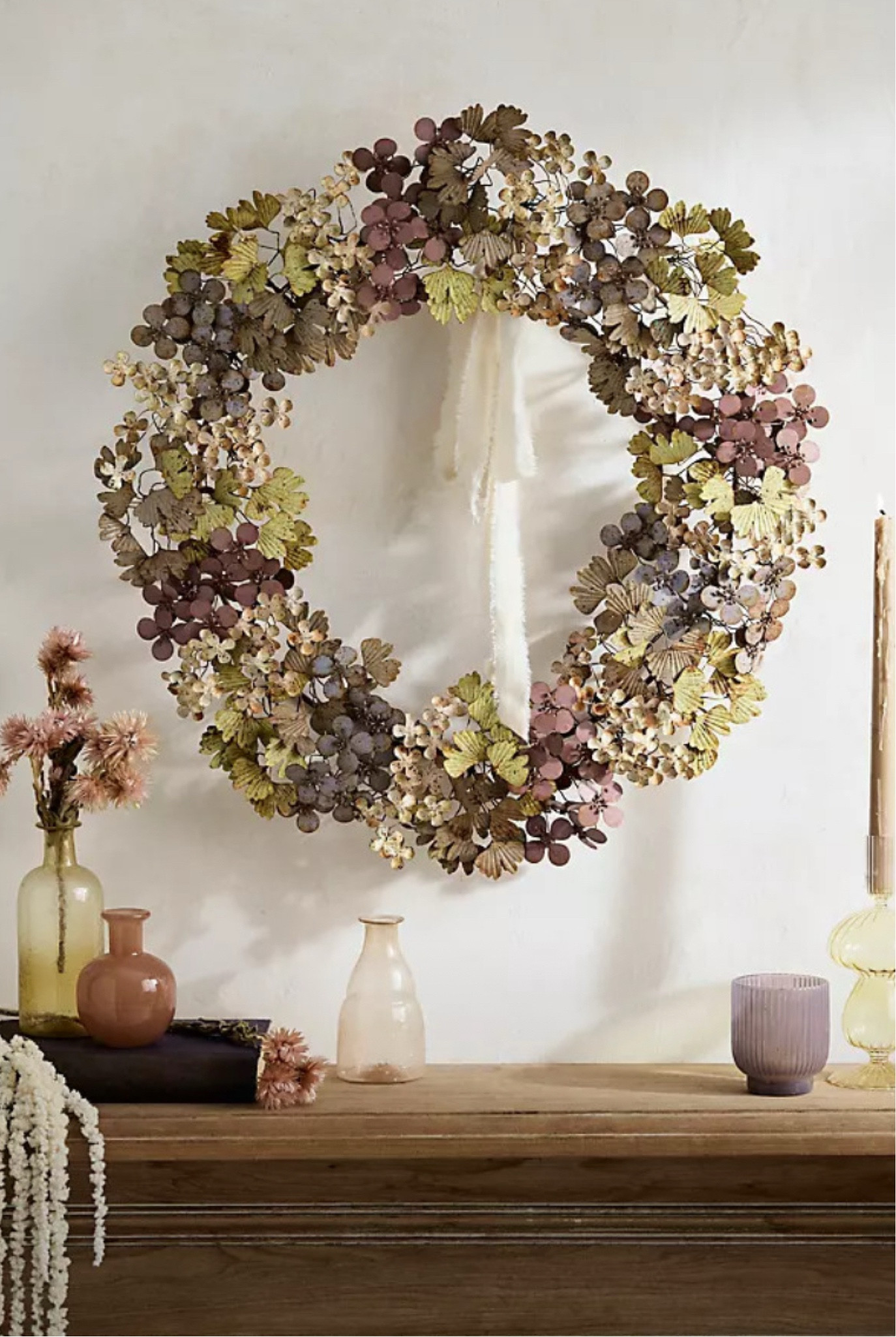 An abundance of hydrangea blooms gives this wreath its delicately detailed look. Each one is designed and hand-crafted especially for terrain from durable iron, then finished with an aged patina for one-of-a-kind character.

A terrain exclusive
Iron
Indoor use only
Clean with dry duster
Handmade; slight variance in appearance may occur
Imported

#LTKHome #LTKSeasonal