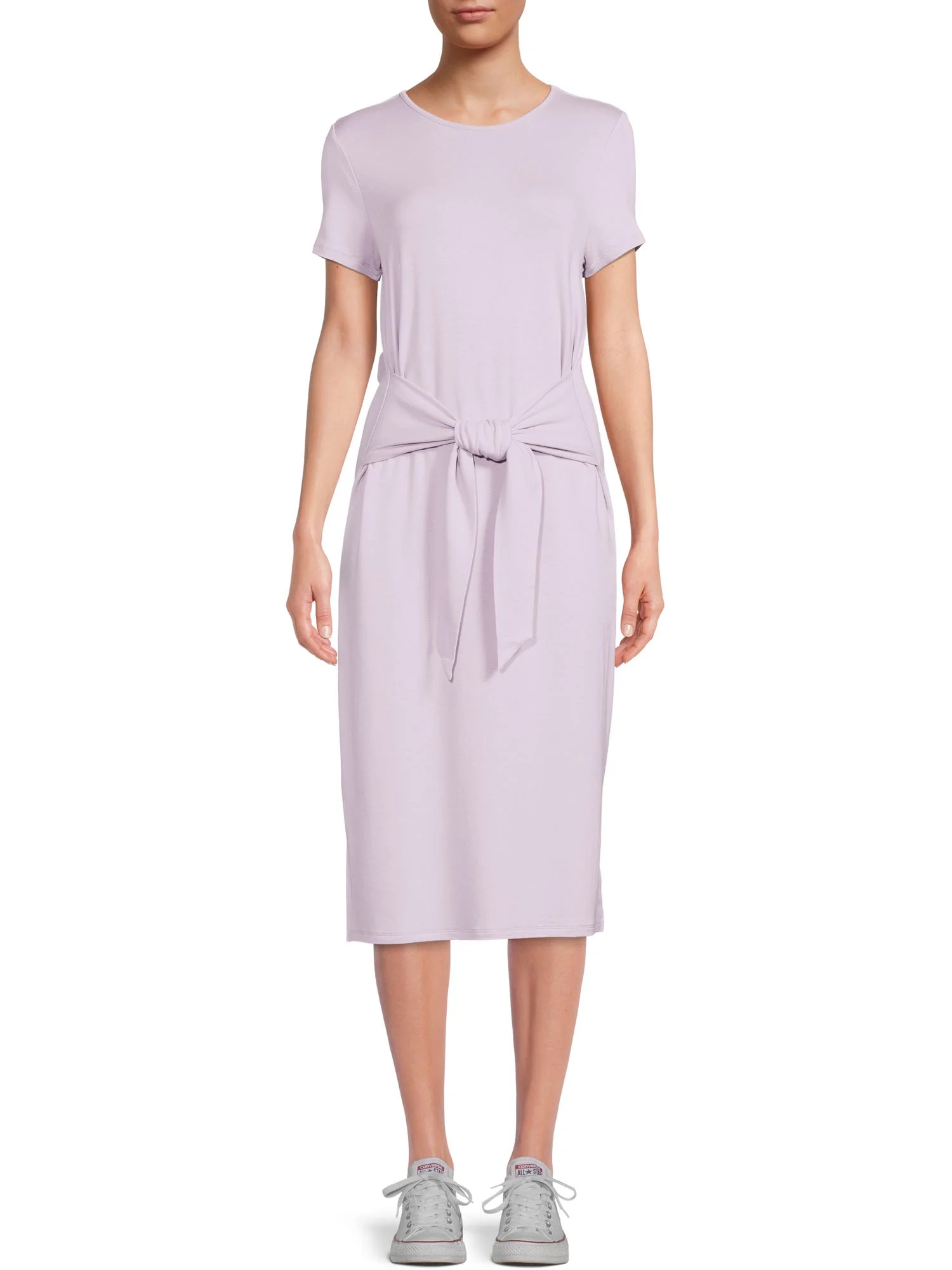 Time and Tru Women's Tie Front Knit Dress | Walmart (US)