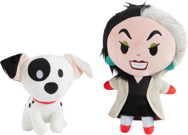 DISNEY Halloween Villains Cruella De Vil & Dalmatian Plush Squeaky Dog Toy, 2 count - Chewy.com | Chewy.com