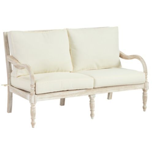 Ceylon Whitewash Loveseat with Cushions | Ballard Designs, Inc.