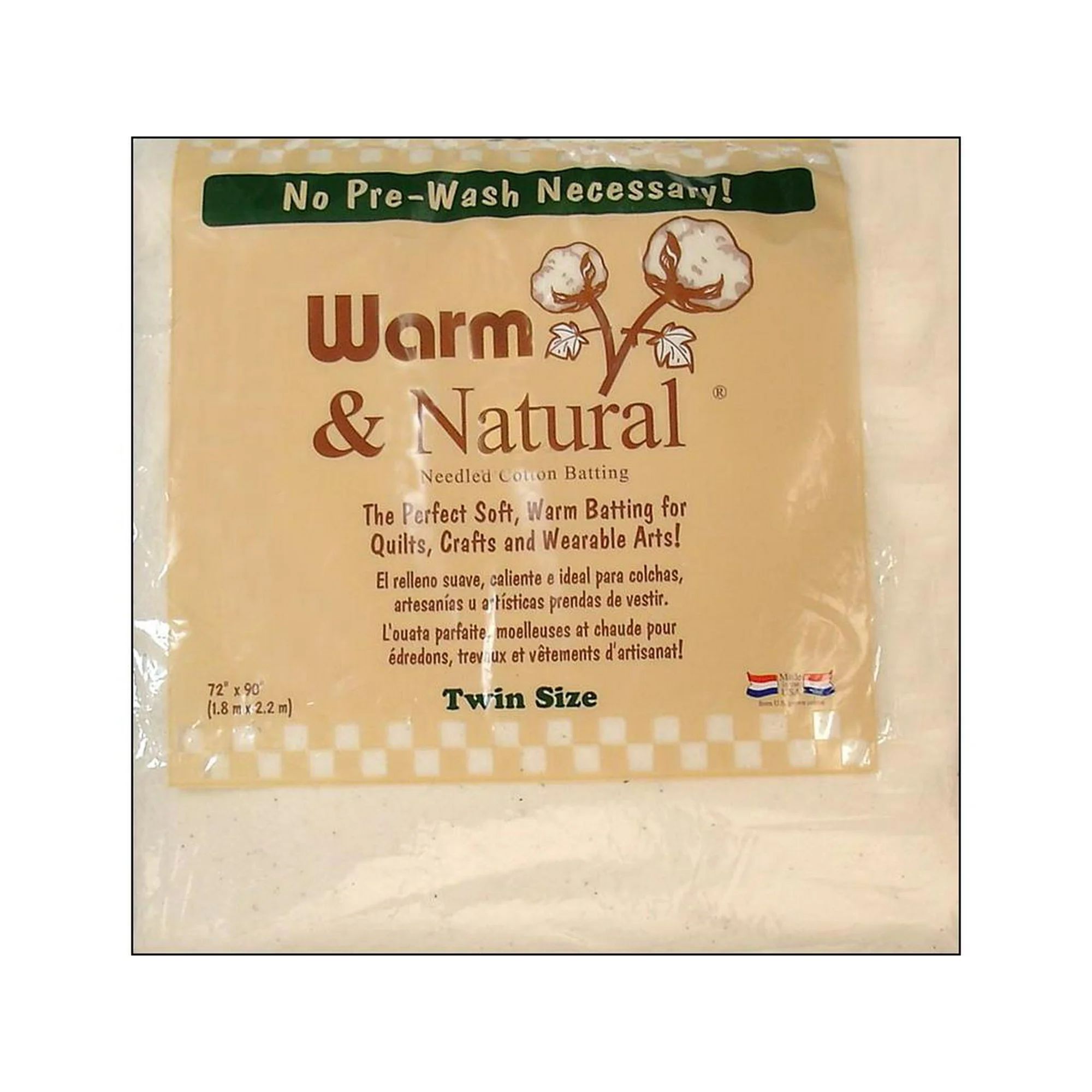 Warm & Natural Twin 72" x 90" Cotton Batting, 1 Each | Walmart (US)