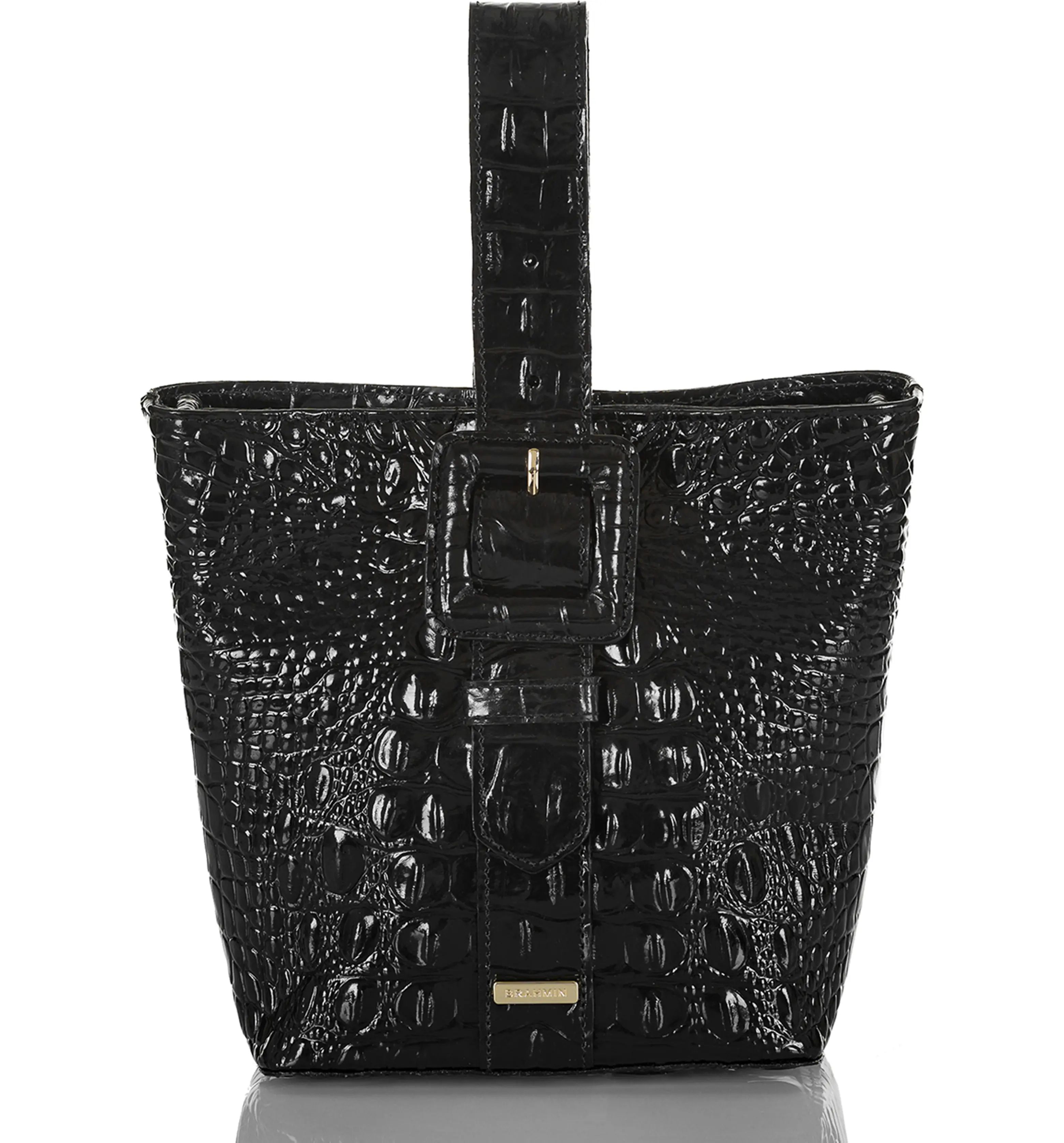Faith Croc Embossed Leather Wristlet Pouchette Bag | Nordstrom