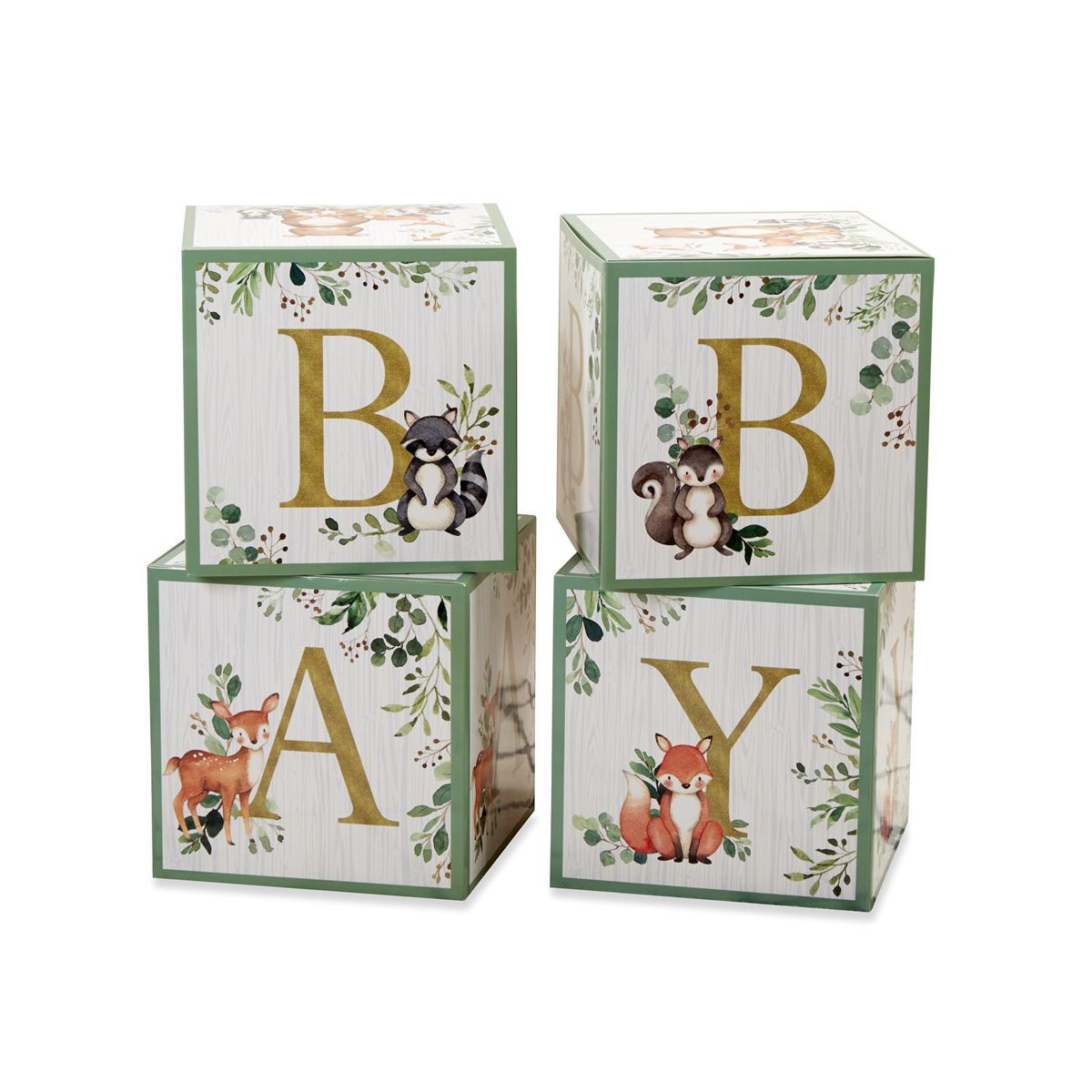 Kate Aspen Woodland Baby Block Box Decoration (Set of 4) | Target