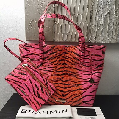 Brahmin PINK FELINE OMBRÉ MELBOURNE Genuine Leather BROOKE TOTE Purse NWT  | eBay | eBay US