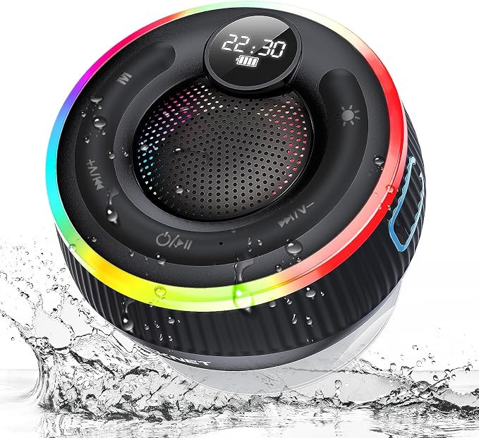 TECKNET Bluetooth Shower Speaker, IPX7 Waterproof Portable Wireless Speaker with RGB Light, BT 5.... | Amazon (US)