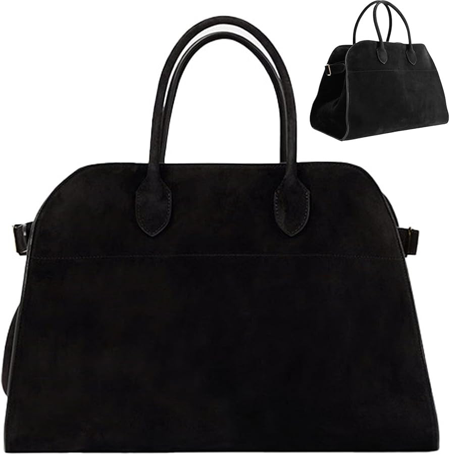 Soft Faux Suede Tote Bag for Women – Vintage Top-Handle Satchel Handbag, Large Capacity Shoulde... | Amazon (US)