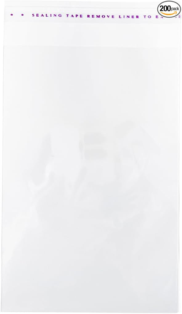 Self Sealing Cellophane Bags 200Pcs-Self-Adhesive OPP Bags - Clear, Resealable Packaging for Vers... | Amazon (US)