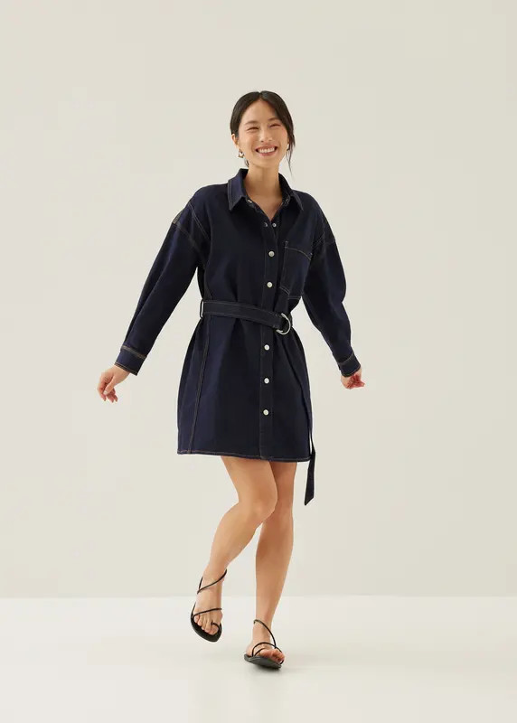Dovie Denim Belted Mini Shirt Dress | Love, Bonito USA