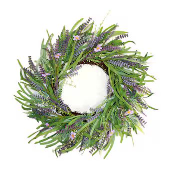 Worth Imports Hello Spring Hanging Wreath, 24-inch, Realistic Lavender and Fern, Indoor Spring De... | Lowe's