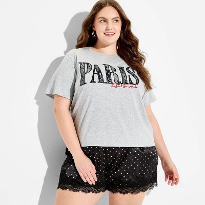 Women's The Devil Wears Prada Lace Graphic Pull-On Shorts - Black Polka Dots 2X | Target