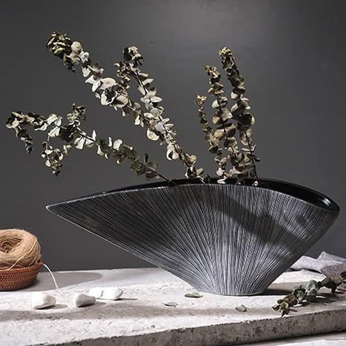 Desktop Decoration Nordic Fan Shaped Resin vase Sample Room Soft Decoration Hotel Home Living Roo... | Amazon (US)