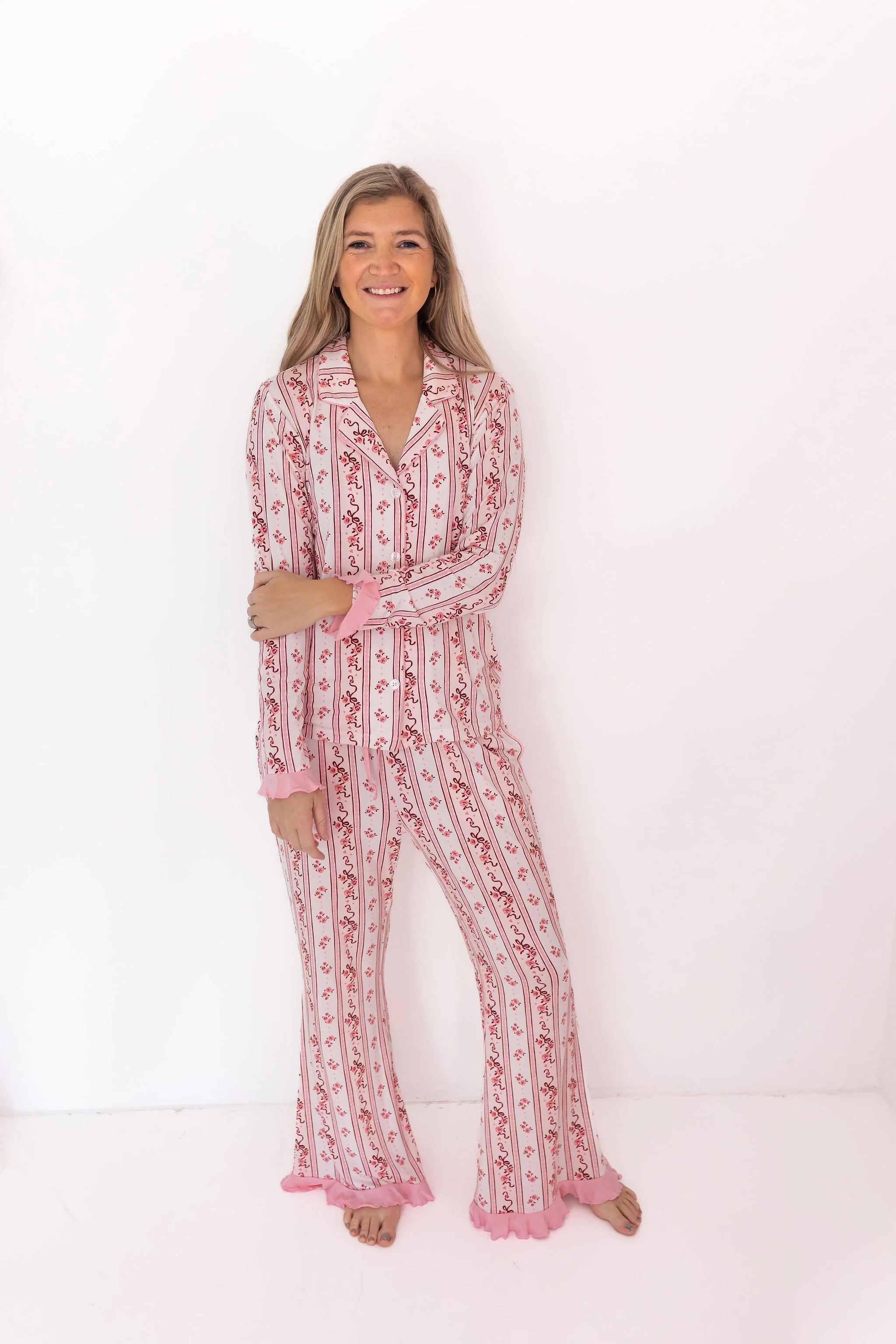 Vintage Love Women's Long Sleeve Ruffle Pant Set | In My Jammers