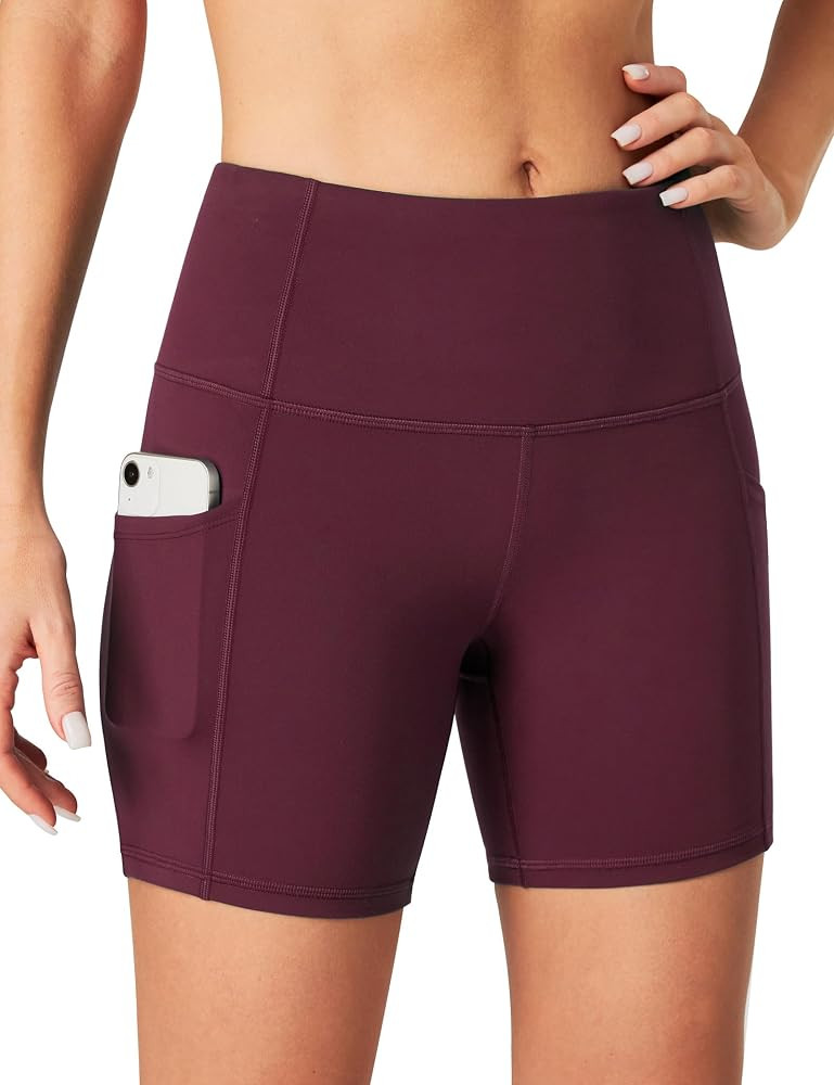 Heathyoga Biker Shorts Women Tummy Control 5" Workout Shorts Women with Pockets High Waisted Span... | Amazon (US)
